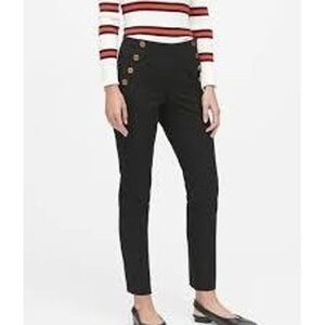 Banana Republic Pants Womens 12 Black Mid-Rise Sloan Sailor Button Slimming NEW